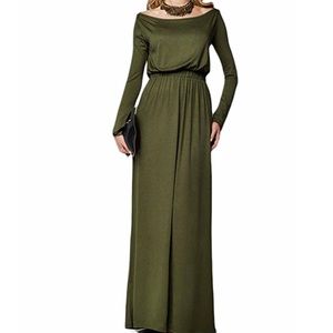 Boat Neck Long Sleeve Long Maxi Dress